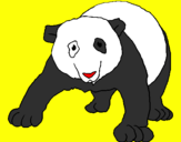 Disegno Orso panda  pitturato su lilli