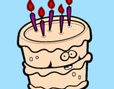 Disegno Torta di compleanno 2 pitturato su lori