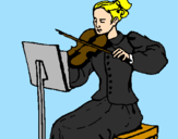 Disegno Dama violinista  pitturato su francesca