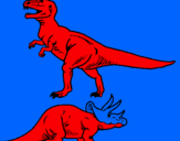 Disegno Triceratops e Tyrannosaurus Rex pitturato su francesco