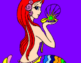 Disegno Sirena e perla  pitturato su simona