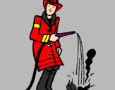 Disegno Pompiere che spegne il fuoco pitturato su DOMENICO GUERRA