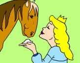 Disegno Principessa e cavallo  pitturato su LETIZIA