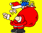 Disegno Babbo Natale e il suo sacco di regali  pitturato su alessia