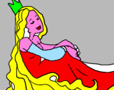 Disegno Principessa rilassata  pitturato su azzurra