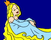 Disegno Principessa rilassata  pitturato su marti