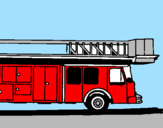 Disegno Camion dei pompieri con la scala pitturato su LEO S.