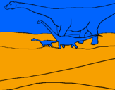 Disegno Famiglia di Brachiosauri  pitturato su ANGELICA