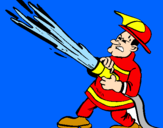 Disegno Pompiere con idrante  pitturato su RICCARDO