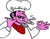 Disegno Lassaggio dello chef pitturato su CARLO