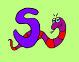 Disegno Serpente pitturato su Ambra