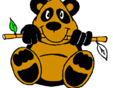 Disegno Orso panda  pitturato su gio