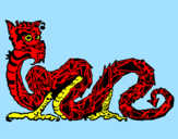 Disegno Drago orientale pitturato su succo 
