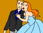 Disegno Gli sposi pitturato su gygghy
