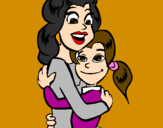 Disegno Madre e figlia abbracciate pitturato su elena