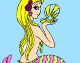 Disegno Sirena e perla  pitturato su noemi