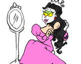 Disegno Principessa con lo specchio  pitturato su MARIA