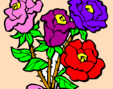 Disegno Mazzo di rose  pitturato su giulia c