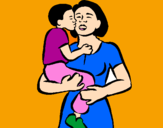 Disegno Bacio materno  pitturato su jasdeep