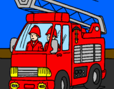 Disegno Camion dei Pompieri  pitturato su nima