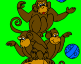 Disegno Scimmie giocoliere pitturato su giuseppe