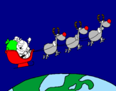 Disegno Babbo Natale che consegna i regali 3 pitturato su FILIPPO