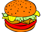 Disegno Hamburger completo  pitturato su dinisauro 1