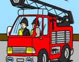 Disegno Camion dei Pompieri  pitturato su nick