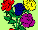 Disegno Mazzo di rose  pitturato su vittoria FIOCCA