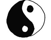 Disegno Yin e yang pitturato su dario
