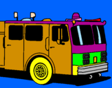 Disegno Camion dei pompieri pitturato su lorenzo 08