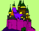 Disegno Castello medievale  pitturato su joele
