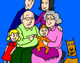 Disegno Famiglia pitturato su giovanna