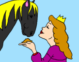 Disegno Principessa e cavallo  pitturato su Matilde