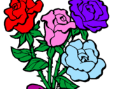 Disegno Mazzo di rose  pitturato su greyss