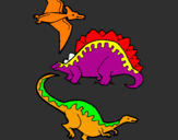 Disegno Tre specie di dinosauri  pitturato su rrertuygggfesaaz