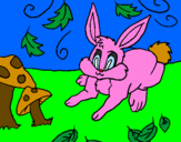Disegno Coniglio pitturato su chiara