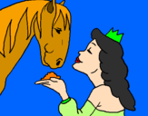 Disegno Principessa e cavallo  pitturato su anónimo