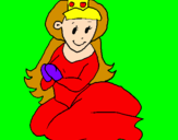 Disegno Principessa seduta  pitturato su Eleonora