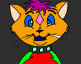 Disegno Gatto con il collare  pitturato su fabiana