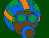 Disegno Terra con maschera anti-gas  pitturato su CRISTIAN