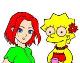 Disegno Sakura e Lisa pitturato su auri
