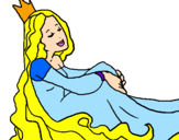 Disegno Principessa rilassata  pitturato su lucrezia