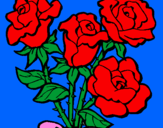 Disegno Mazzo di rose  pitturato su amanda