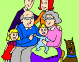 Disegno Famiglia pitturato su cane roky