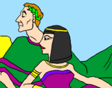 Disegno Cesare e Cleopatra  pitturato su MARGHERITA