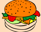 Disegno Hamburger completo  pitturato su NONNA I