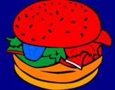 Disegno Hamburger completo  pitturato su gabriele