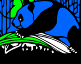 Disegno Oso panda che mangia  pitturato su giuseppe