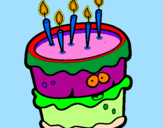 Disegno Torta di compleanno 2 pitturato su martinasole